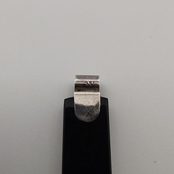 Vintage Mayan-style Sterling & Obsidian Cartouche Pendant - Picture 2 of 2